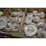 TWO TRAYS OF ROYAL ALBERT SILVER BIRCH CHINA TO INCLUDE TRIOS