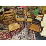 A PAIR OF BERGERE DINING CHAIRS TOGETHER WITH ANOTHER PAIR OF CHAIRS (4)