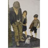 DON STYLER (1900 - 2000). A street scene with man, children and dog 'Poor Street'. Signed and
