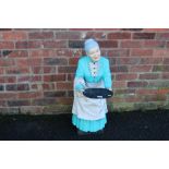 A LARGE RESIN SHOP DISPLAY OLD LADY WAITRESS - H 88 CM