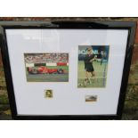 A BESPOKE FRAMED AND GLAZED SIGNED PICTURE OF FORMULA 1 GRAND PRIX DRIVER MICHAEL SCHUMACHER,