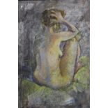 A GILT FRAMED PASTEL STUDY ON BOARD OF A FEMALE NUDE PICTURE SIZE - 80CM X 56CM OVERALL SIZE - 100CM