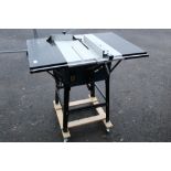 A WORKZONE 2000W TABLE SAW ON HAND BUILT WHEELED BASE