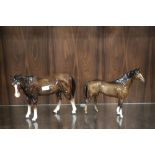 A LARGE MELBA WARE RACE HORSE FIGURE TOGETHER WITH A LARGE BESWICK EXAMPLE