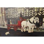 DON STYLER (1900 - 2000). A street scene with coal mans horse and cart, figures and dog, '