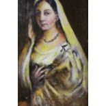 A 20TH CENTURY CONTINENTAL OIL ON CANVAS STUDY OF A WOMAN , SIGNED VERSO A. QUERI??, UNFRAMED, 41