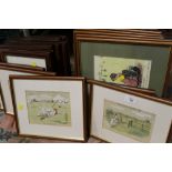 THREE SETS OF ASSORTED CRICKET THEMED PICTURES AND PRINTS TO INCLUDE A SELECTION OF PUNCH IMAGES (