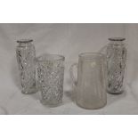 A SMALL QUANTITY OF CRYSTAL AND GLASS TO INCLUDE A EWER