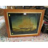 A FRAMED AND GLAZED PICTURE OF A THE CLIPPER SHIP 'COSMOS' - OVERALL H 52 CM X W 64 CM