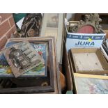 THREE TRAYS OF ASSORTED PICTURE FRAMED AND COLLECTABLE TO INCLUDE A SMALL NOAKES AND NORMAN