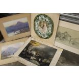 A QUANTITY OF ASSORTED PICTURES AND PRINTS TO INCLUDE A SELECTION OF WATERCOLOURS (APPROX 14)