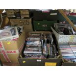 TWELVE BOXES OF ASSORTED CDS AND DVDS - CONTENTS NOT CHECKED