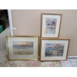 THREE FRAMED AND GLAZED WATERCOLOURS OF COASTAL SCENES, ALL SIGNED LOWER RIGHT, LARGEST OVERALL H 48