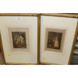 A PAIR OF MEZZOTINT ENGRAVINGS IN GILT DECORATIVE FRAMES AND GLAZED , PUBLISHED BY THE MUSEUM