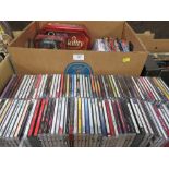 TWO TRAYS OF CDS, DVDS AND COLLECTABLES (NOT CHECKED)