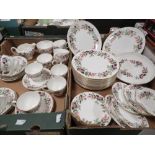 TWO TRAYS OF WEDGWOOD HATHAWAY TEA AND DINNERWARE