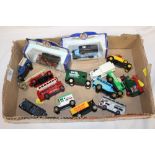 A SMALL TRAY OF ASSORTED DIE CAST TOY CARS ETC.