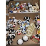 TWO TRAYS OF ASSORTED CRUETS TO INCLUDE DISNEY EXAMPLES ETC. TOGETHER WITH A BOX OF PIGGIN'