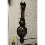 AN ANTIQUE INLAID MAHOGANY BAROMETER HEIGHT 86 CM
