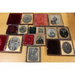 A COLLECTION OF CASED ANTIQUE DAGUERREOTYPES, SOME WITH DAMAGES (10)