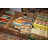 THREE TRAYS OF VINTAGE BOOKS TO INCLUDE CHILDRENS BOOKS ART INTEREST ETC.