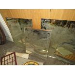 A BOX OF ASSORTED VINTAGE MIRRORS ETC TO INCLUDE A SMALL CIRCULAR CONVEX EXAMPLE DIA 34 CM