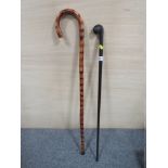 TWO VINTAGE WOODEN WALKING CANES