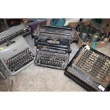 THREE VINTAGE TYPEWRITERS - AS FOUND