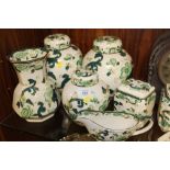 A COLLECTION OF MASONS CHARTREUSE CERAMICS TO INCLUDE GINGER JARS (8)