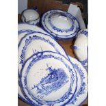 A TRAY OF ROYAL DOULTON NORFOLK BLUE AND WHITE DINNER WARE