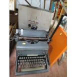 A VINTAGE IMPERIAL TYPEWRITER, PAPER GUILLOTINE AND A PAXIMAT PROJECTOR (3)
