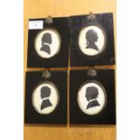 FOUR GEORGIAN STYLE SILHOUETTE PORTRAIT MINIATURES ALL SIGNED P. ARNOLD LOWER LEFT OVERALL SIZE -