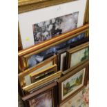 A LARGE QUANTITY OF PICTURES AND PRINTS TO INCLUDE FRAMED OIL ON CANVASES, LARGE GILT FRAMED PRINT