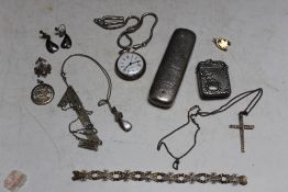 A BAG OF SILVER AND WHITE METAL JEWELLERY TO INCLUDE PENDANTS ETC