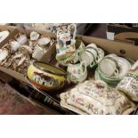 A TRAY OF ASSORTED CHINA TO INCLUDE MINTON, ROYAL DOULTON ETC. TOGETHER WITH A TRAY OF SANDON