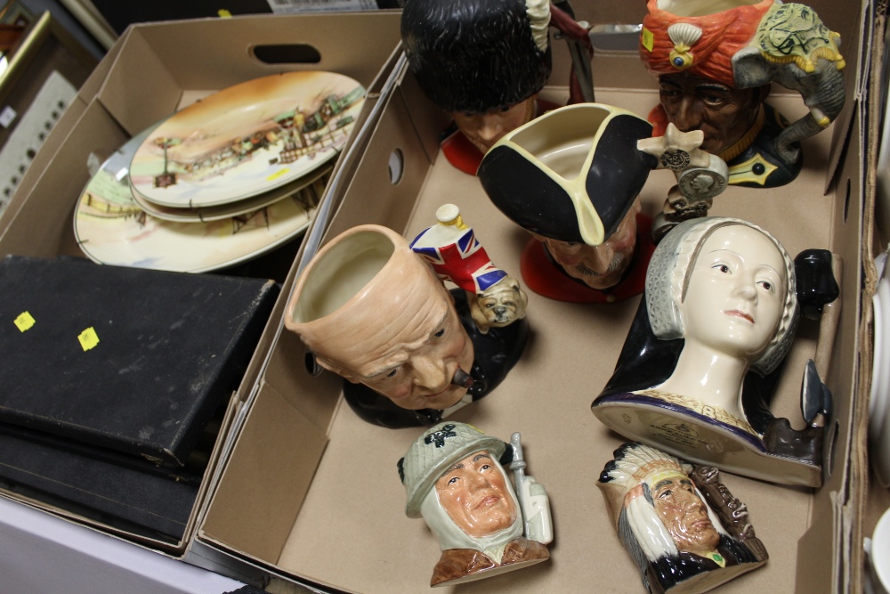 A COLLECTION OF ROYAL DOULTON CHARACTER JUGS TO INCLUDE SIR WINSTON CHURCHILL, TOGETHER WITH THREE