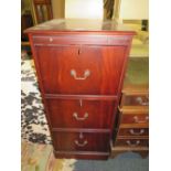 A MAHOGANY REPRODUCTION THREE DRAWER FILING CABINET