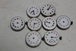 EIGHT ANTIQUE TRENCH WRISTWATCH MOVEMENTS