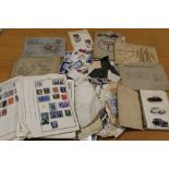 A COLLECTION OF CIGARETTE CARDS, STAMPS ETC.