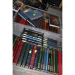 TWO TRAYS OF MODERN READERS DIGEST AND OTHER HARD BACK BOOKS