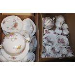 TWO TRAYS OF ASSORTED FLORAL CHINA