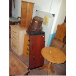 SIX ITEMS TO INCLUDE CHEST OF DRAWS, STEPPER STOOL, A MODERN REVOLVING CD RACK, A TROUSER PRESS