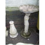 A NAKED LADY CONCRETE BIRD BATH AND AN EXTRA PEDESTAL