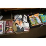 THREE BOXES OF NEW ITEMS - 500 ML CREAM WHIPPERS, CAR DASH BOARD MOUNTS, CHILDREN'S GAMES AND PLAY