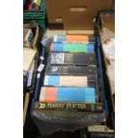 A TRAY OF SEVEN FIRST EDITION J. K. ROWLING HARRY POTTER BOOKSConditionReport:Faded spines