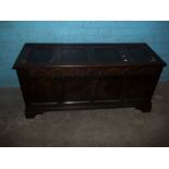 AN ANTIQUE OAK COFFER, BLANKET CHESTConditionReport:Worm holes present