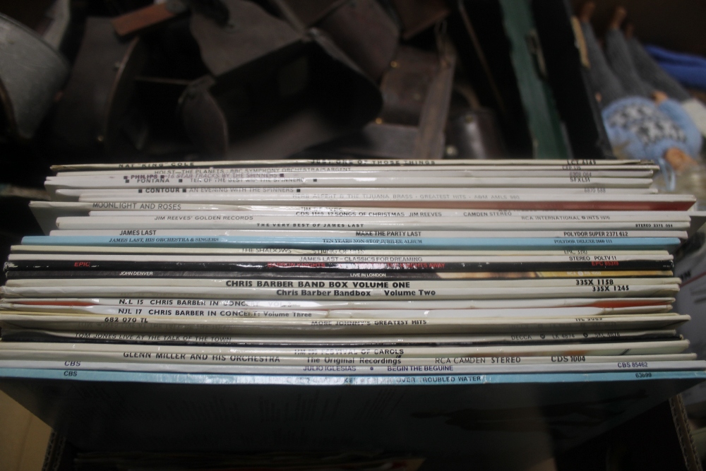A BOX OF LP AND SINGLES RECORDS (ABOUT 30 LPS - SIMON & GARFUNKLE, JOHN DENVER ETC. AND APPROX. - Image 2 of 2