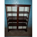 AN ANTIQUE GLAZED BOOKCASE (SOME GLASS MISSING)