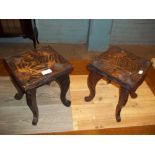 TWO SMALL PLANT TABLES (ONE LOOSE LEG)