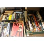 THREE TRAYS OF BOOKS MAINLY NOVELS TOGETHER WITH A QUANTITY OF 'TEMPTATIONS' MAGAZINES (TRAYS NOT